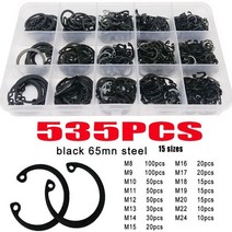 스냅링 세트 리테이닝 링 씨 이 클립 m8-m24 스테인레스 스틸 블랙 샤프트 베어 c, 535pcs 블랙
