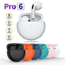 무선인이어 이어폰 블루투스 pro6 tws 무선 헤드폰 이어버드 베이스 헤드셋 air pro 6 스포츠 이어피스 with mic for xiaomi huawei, 하얀