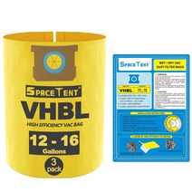 SpaceTent 3팩 VHBL 고효율 교체 필터 백 Vacmaster 45.7~45.6L(12~16갤런) 습식/건식 진공청소기용 - 부품 번호 VHBL Vacmaster VBV