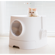 아로미펫하우스 푸푸박스 후드형 심플 고양이화장실, 퓨어화이트