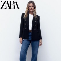 ZARA 여성용 블랙 자켓 간절기 재킷 더블 블레이저 2284646 800