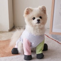 해피러시 마카롱하네스슈즈웨어 애견신발 강아지 올인원 옷 강아지신발, 오트밀