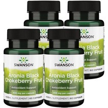 스완슨 아로니아 블랙 초크베리 프룻 400mg 캡슐, 60개입, 4개, 60정