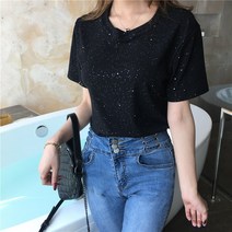 나루니 W03108 반팔티셔츠 여성티셔츠 여성반팔티 스팽글 반짝이 티셔츠 여름 봄