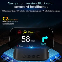 자동차 HUD 헤드 업 디스플레이 GPS 네비게이션 OBD2 헤드업 범용 스캐너 온보드 컴퓨터 블루투스 속도계 프로젝션