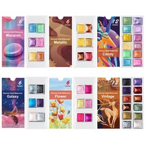 수성 페인트 쉬머 6 12 색상 단색 수채화 플래시 레트로 Pearlescent 금속 마카롱 캔디 아트 페인팅 네일 디자인 세트, 3.flower 6 색상s