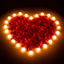 파티마트 프로포즈 LED초 꽃잎 하트 촛불 세트, 1세트