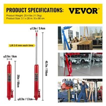 유압 프레스 유압프레스모듈 유압실린더 vevor 유압식 롱 램 잭 3톤4톤 용량 단일 피스톤 펌프 및 클레비스 베이스 수동 체리 피커 포함, 12t 레드