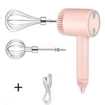 스파이럴 믹서 생크림 영업용 믹서기 무선 전기 음식 usb 핸드 블렌더 휴대용 3 속도, 2 스틱 핑크