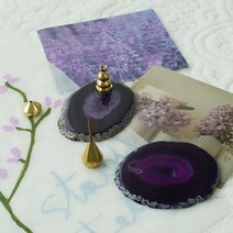 아게이트 천연 원석 마블 트레이 인센스 스틱 홀더 인테리어 소품 4컬러[Agate Natrual Gemstone Tray for Interior 4 Colors], 핑크그레이(Pink Gray)
