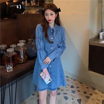 퍼프소매원피스 일찍이 가을청원 여성 날씬해 보이는 디자인감각 벌룬소매 A라인 2433168788