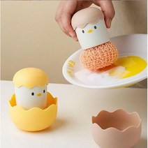 병아리 핸디형 세척솔 주방수세미 스크러바 인테리어 청소 아크릴 브러쉬 욕실, No.01병아리세척솔옐로우, No.01병아리세척솔옐로우