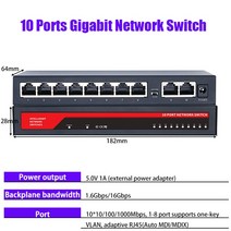 와이파이 네트워크 네트워킹 KuWFi 기가비트 스위치 100/1000Mbps 5/8/10 포트 RJ45 LAN 허브 데스크탑 고속 이더넷 사무실 기숙사 가정용, [03] 10 Ports Gigabit, 03 10 Ports Gigabit