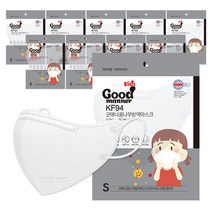 [굿매너] 꿈나무 KF94 새부리형 컬러 마스크 소형 50매, 5매입x10개, 화이트