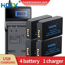 대용량 HQIX 캐논 EOS M3 M5 M6 R10 RP 250D 800D 77D 9000D 750D 760D 850D 200D Ⅱ 카메라 LP-E17 충전기, 05 4 Battery 1 Charger