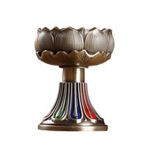 버터 램프 홀더 봉헌 Tealight 홀더 버터 램프 홀더 불교 제단 용품, 갈색, 합금