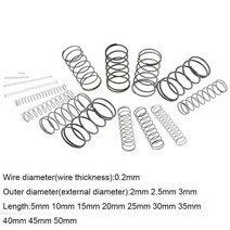 토션 인장 코일 금형 스프링 20pcs 0.22 2.5 35-50mm 스프링 스틸 소형 압축 해제 기계식 리턴 스프링 압력 스프링 od 2mm 2.5mm 3mm, 0.2mm, 50mm, 50mm