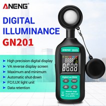 전문가 휴대용 검교정 블루투스 ANENG-GN201 광도계 Luxómetro Digital De 200.000 LUX 루미난시아 Lux Fc, 한개옵션0