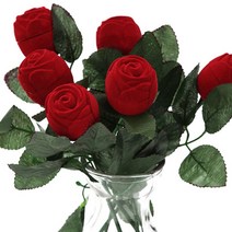 SINPAID 쥬얼리 케이스 반지 귀걸이 목걸이 커플 선물 발렌타인 상자 보석 박스 포장 조화꽃 장미 화이트 데이 사과 딸기 보관함 보석함, 장미(레드)
