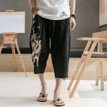 남자배기팬츠 린넨 코끼리 빈티지 하렘팬츠 빅사이즈 바지 와이드 봄 여름 용 시원한