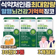 식약처인증 부모님 노인 혈행개선 징코 영양제 부모님 뇌건강 도움 ginko blood circulation 노인 진코 어르신 종합 영양제 비타민 아연 판토텐산 은행잎 플라보놀배당, 3개월분
