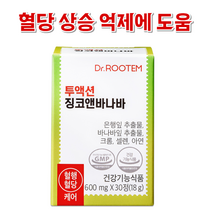 투액션 징코앤바나바 기억력 혈행 개선 혈당상승 억제 도움 바나바잎 은행잎 추출, 1박스(30정1개월)