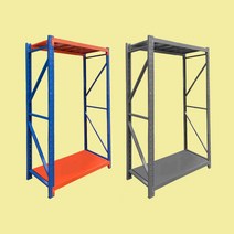 중량랙 3단 가로 100 X 깊이 60 X 높이 200 하중 200kg 엠보싱앵글 하이랙 중량렉 철앵글 메탈 창고선반 조립식앵글 철제앵글 랙 렉 무볼트 경량랙, 독립형(3단/2칸), 오렌지블루