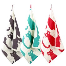 모던아지트 캐릭터 일러스트 고리수건 주방행주, 1개, 스틱냥이_올리브