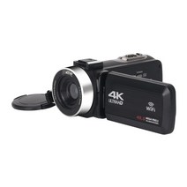 비디오 녹화를 위한 4k youtube 디지털 카메라 시간 경과 48mp 사진 캠코더 스트리밍 vlog dv 18x 줌 블로거 레코더, 검은색, 64g SD 카드