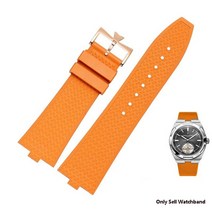 시니어 FKM 불소 고무 시계 밴드 Vacheron Constantin 4500V 7900V VC 스트랩 볼록 마우스 7mm 손목, 12 orange-rosegold_01 24-7mm