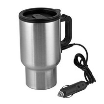 핫탑머그워머 음료보온기 머그컵워머 12v 450ml 자동 난방 전기 자동차 안전 편리한 여행 usb 난방 병 자동차 커피 잔 스테인레스 스틸 보온병, 은