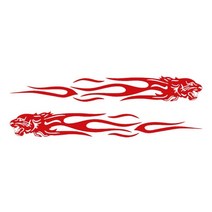 2pcs 타이거 불꽃 토템 자동차 데칼 스티커 반사 24cm 오토바이 스티커 장식 크리 에이 티브 패션 자동차 스타일링 스티커, 빨간색
