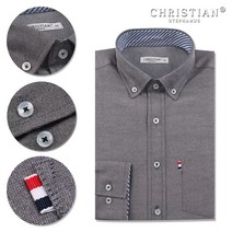 크리스챤 남자 폴리혼방 무지 긴소매 정장셔츠 CR92 (charcoal)