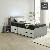 트리빔하우스 트리빔하우스 스마트 LED+USB형 수납 침대 SS - [본넬 매트리스 포함], 메이플그레이