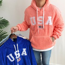 남녀공용 커플 양털 USA 후리스 후드 티셔츠 6color