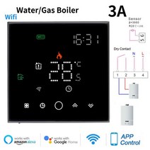 실내 온도 조절기 보일러 tuya smart wifi underfloor room thermostat water gas Boiler electric floor heating, 와이파이 블랙 gc, 24v