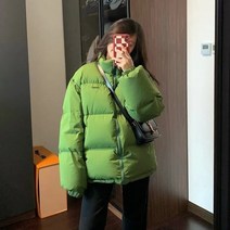 유광패딩 2022 새로운 겨울 녹색 빵 서비스 재킷 여성 한국 파카 느슨한 면화 코트 따뜻한 두꺼운 스탠드 칼라 따뜻한 솔리드 o
