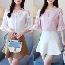 [RAΞ] 레이스 블라우스 여자 사계절 셔츠 기본 여자옷 여성상의 정장 쉬폰 예쁜 하늘한 봄신상 ▷_8θ270eA