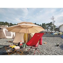 감성 캠핑 비치 옥상 우산형 꺽임형 파라솔, 220 고정형, 레드