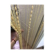 Eyotool 도어 스트링 커튼 플랫 실버 리본 실 섀기 태슬 룸 디바이더 99.1cm x 200.2cm(39x79인치) (베이지 스타일2)
