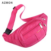 AZMON 캐주얼 원컬러 멀티포켓 미니힙색 다용도 스포츠 웨이스트백 2.5L, 35cm x 14cm x 9cm, 핑크