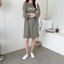 마롱패션 루즈핏 반팔 롱 베이지 블랙 카키 여성 봄 여름 원피스