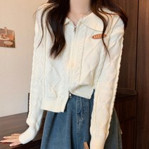 [랜덤플레이] 영문 로고 패치 투웨이 집업 니트 가디건