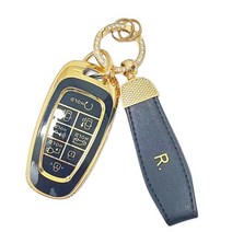 굿카굿즈 현대 아이오닉5 골드라인 키케이스 8버튼 키홀더, 유광블랙