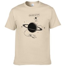 토성관측 천체 망원경우주 비행사 탐험 토성 티셔츠 남성 여름 반팔 패션 코튼 쿨 탑 브랜드 의류 226, 07 khaki_06 XXL