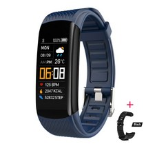 C5S 스마트 팔찌 피트니스 트래커 남자 여자 아이 Smartwatch 스포츠 방수 연결된 심박수 워치 밴드, 08 Blue str
