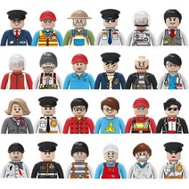 레고사람 캐릭터 레고 피규어 호환 시티 빌딩 블록 미니 만화 경찰 운동 선수 30, 1-24개