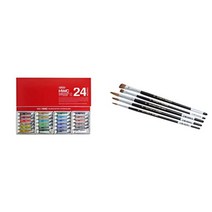 홀바인 홀베인 아티스트 수채화 5ml 24색 세트 물감, 24색 세트개, 클리어 수채화 물감 + 홀베인 브러쉬 세트g
