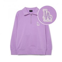 MLB 엠엘비 베이직 미디움로고 반집업 오버핏 맨투맨 LA (L.Lavender)