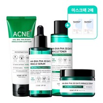 썸바이미 미라클 올케어 4종 스킨케어 세트 +리얼 아하바하파하 마스크팩 증정 [토너+세럼+크림+클렌징폼], 토너+세럼+크림+클렌징폼+아하바하파하마스크2매크 1세트